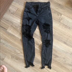 American Eagle Outfitters Black Distressed Skinny Jeans